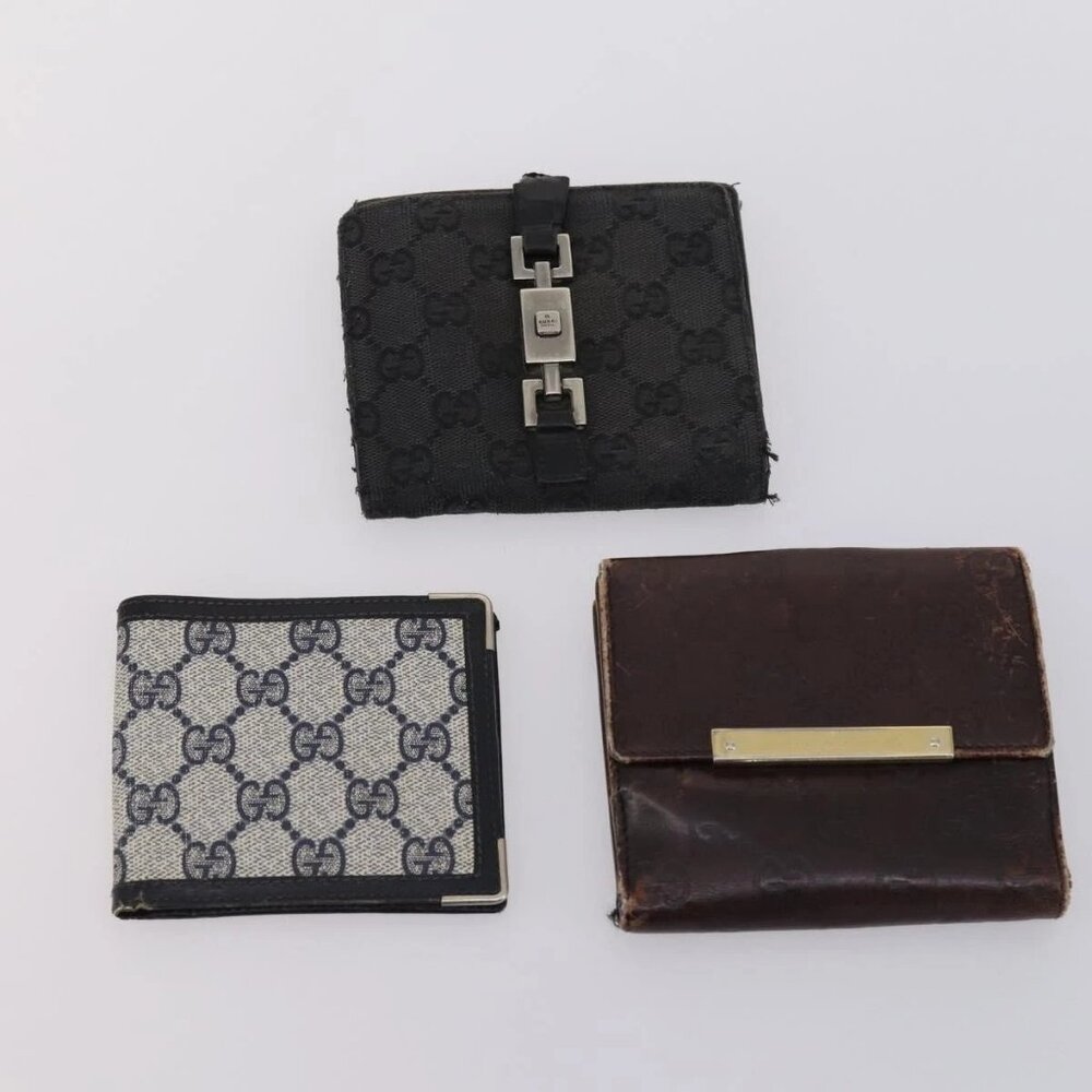 GUCCI GG Canvas Wallet Leather 10 Set Beige Black Auth bs30034 - Picture 6 of 15